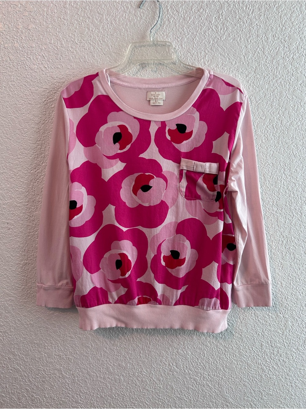 Kate Spade NY XL Pink Poppy Floral Long Sleeve Top Statement Print